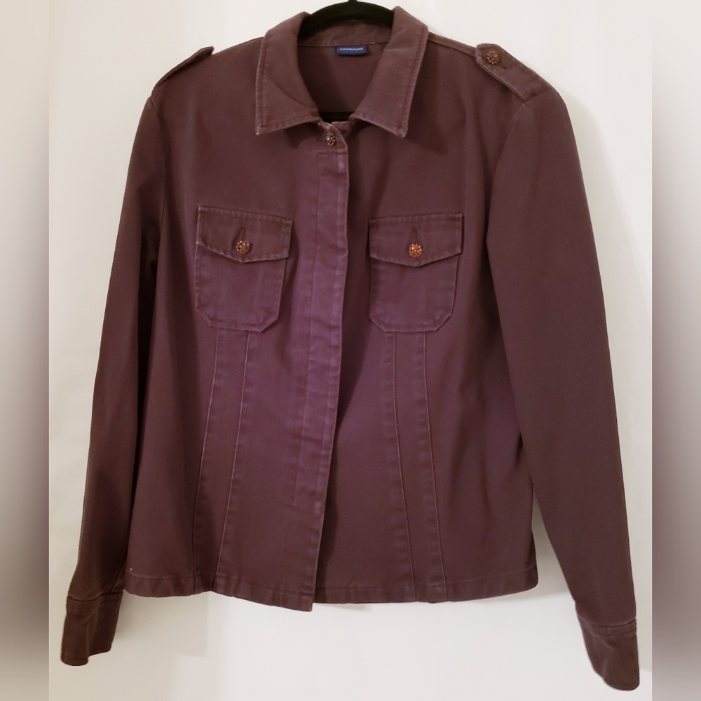 Westbound Brown Jean Jacket with Jeweled Buttons Size L